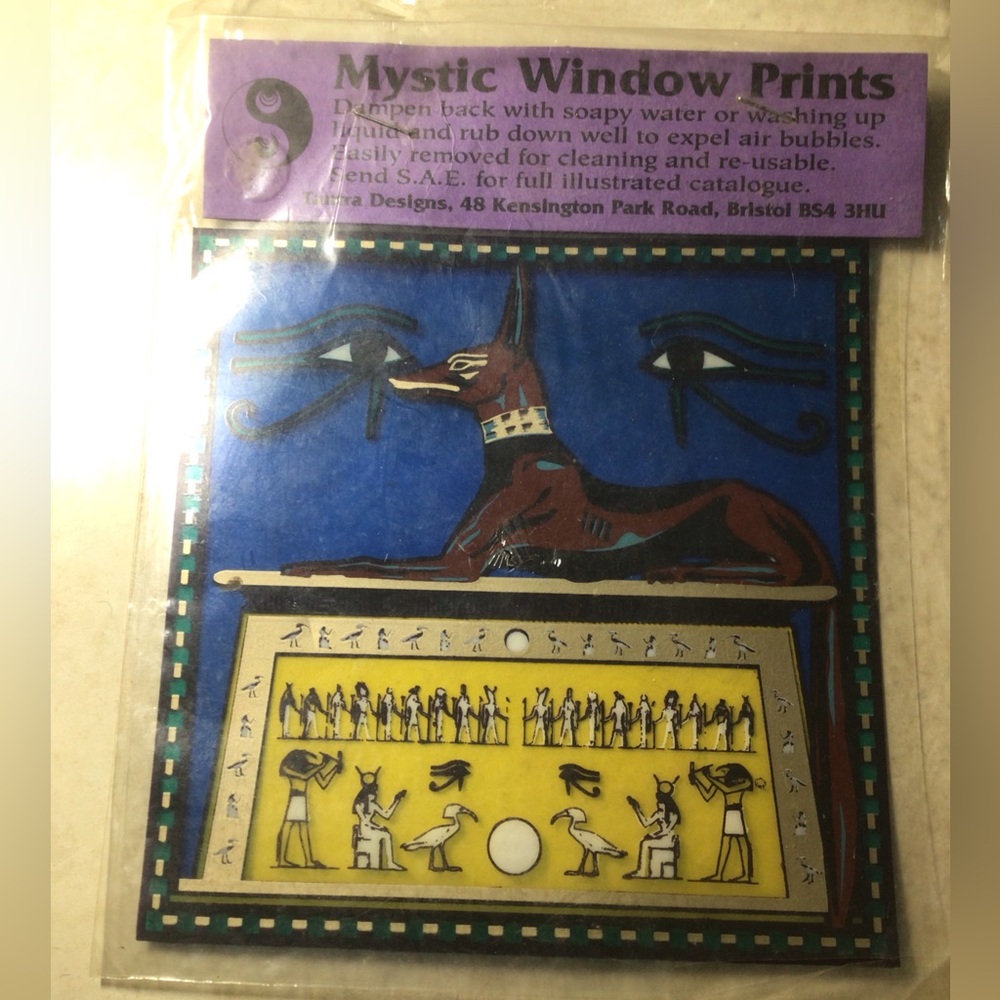 Vintage window cling reusable sticker Anubis Egyptian god Egypt￼